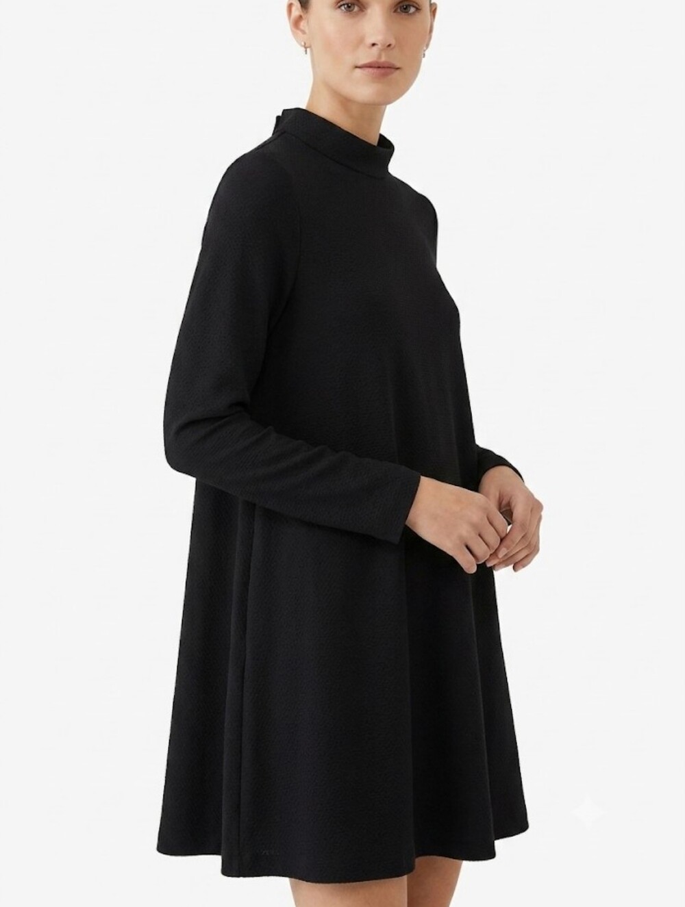 Zara Black Long-Sleeve A-Line Mini Dress